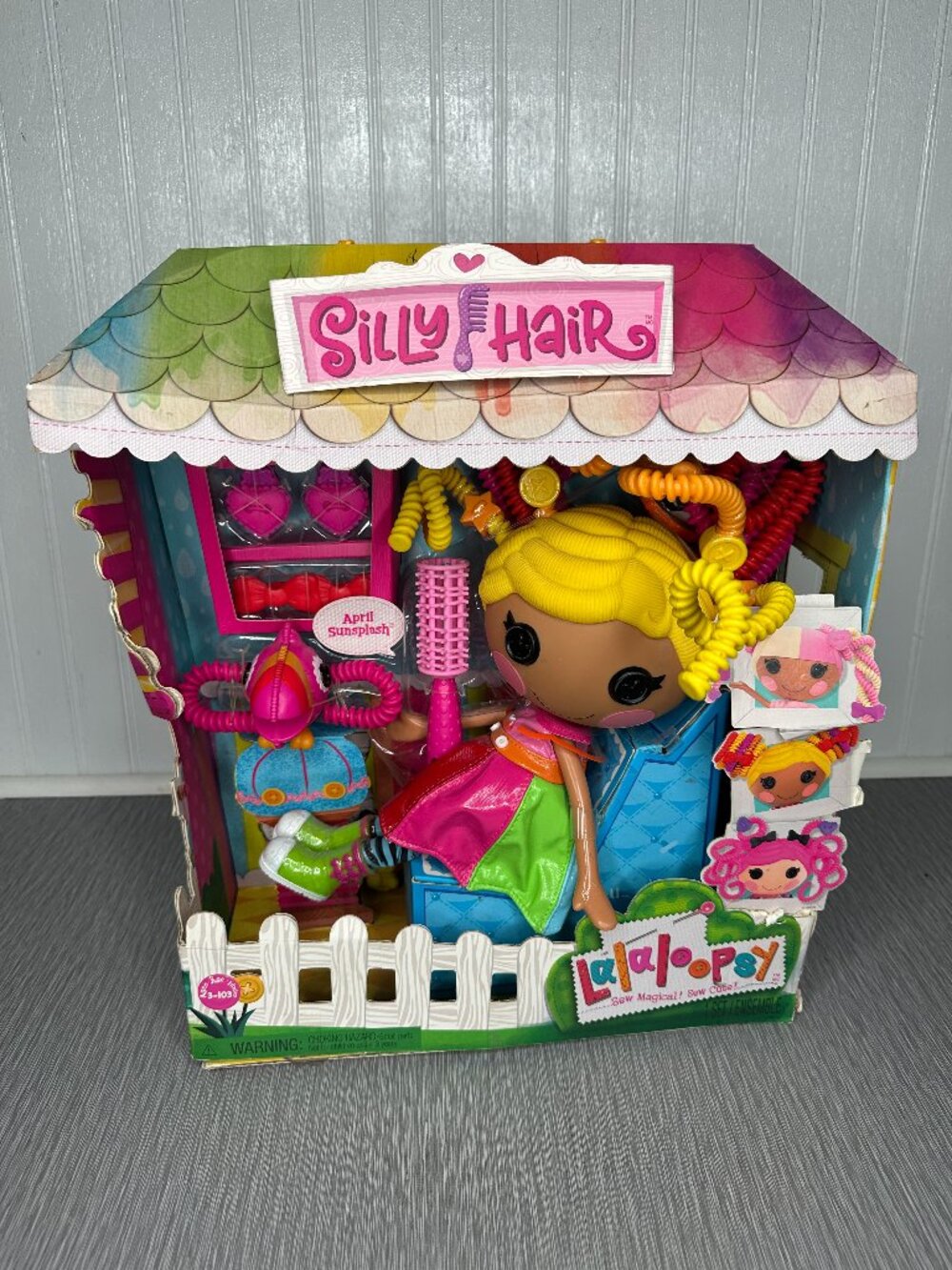 Lalaloopsy Silly Hair Doll April Sunsplash & Pet Toucan 13" Rainbow Hair READ
